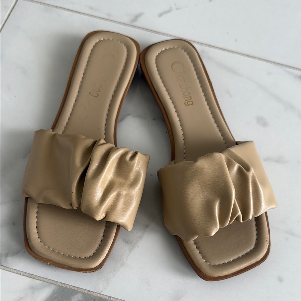 Beige Women's Slide Sandals